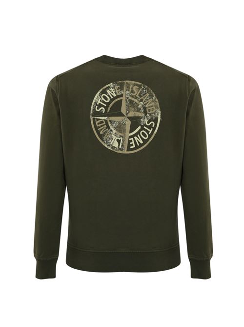 Felpa 6100665 in cotone con stampa logo Military green STONE ISLAND | 6100665S0083V0054